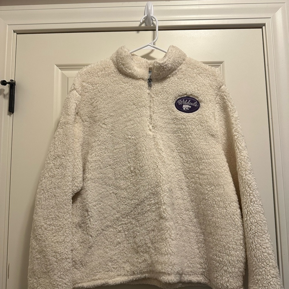 Cream Sherpa Pullover with K-State Logo